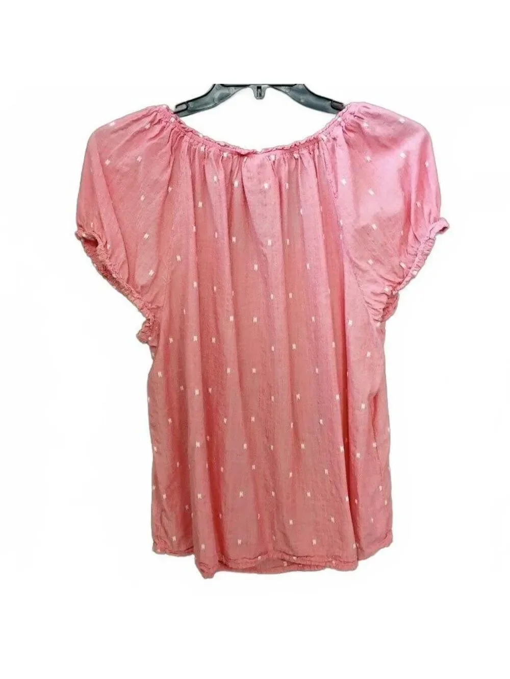 St. John's Bay Pink Polka Dot Peasant Blouse Plus Size 2X